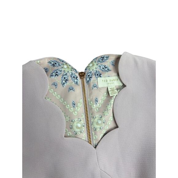 Ted Baker Rubeyed Scallop Edge Dress Pink Sleeveless Sheath Women’s Size 0 - Picture 4 of 8